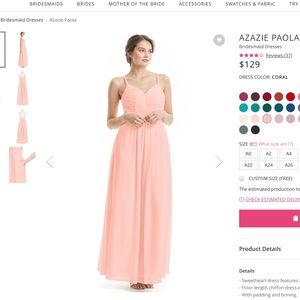 AZAZIE BRIDESMAID CORAL DRESS SIZE 6 (PAOLA)